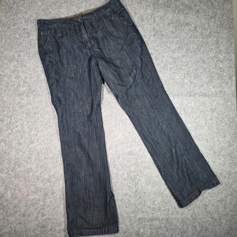 JMY Jeans Straight Leg Denim Pants sz 12 Dark Wash Paneled Grommet Y2K Preppy